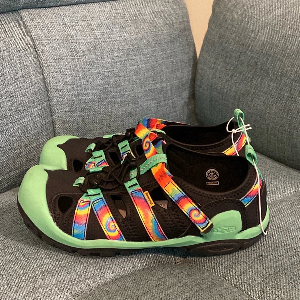 NWOT Keen Kids' Knotch Creek Sandal Tie Dye Irish Green Kid Shoe Sandals Size 6 - Picture 3 of 7